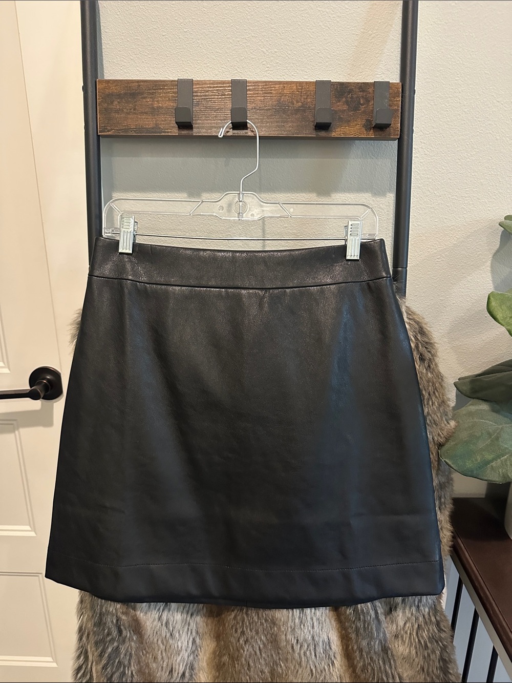 J. Crew Black Faux Leather Mini Skirt